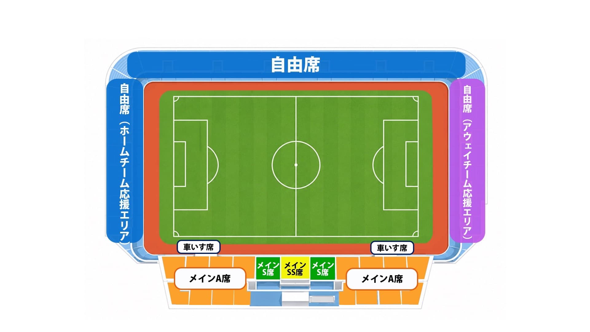 ニッパツ三ツ沢球技場 席割図